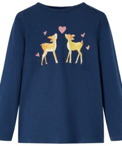 Kindershirt met lange mouwen 128 marineblauw