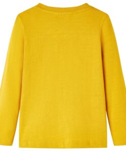 Kindershirt met lange mouwen 128 okerkleurig