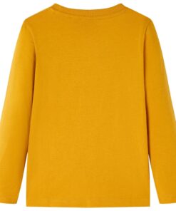 Kindershirt met lange mouwen 128 okerkleurig
