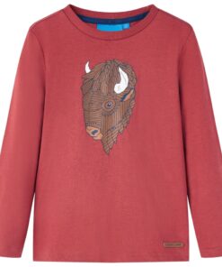 Kindershirt met lange mouwen 128 roodbruin