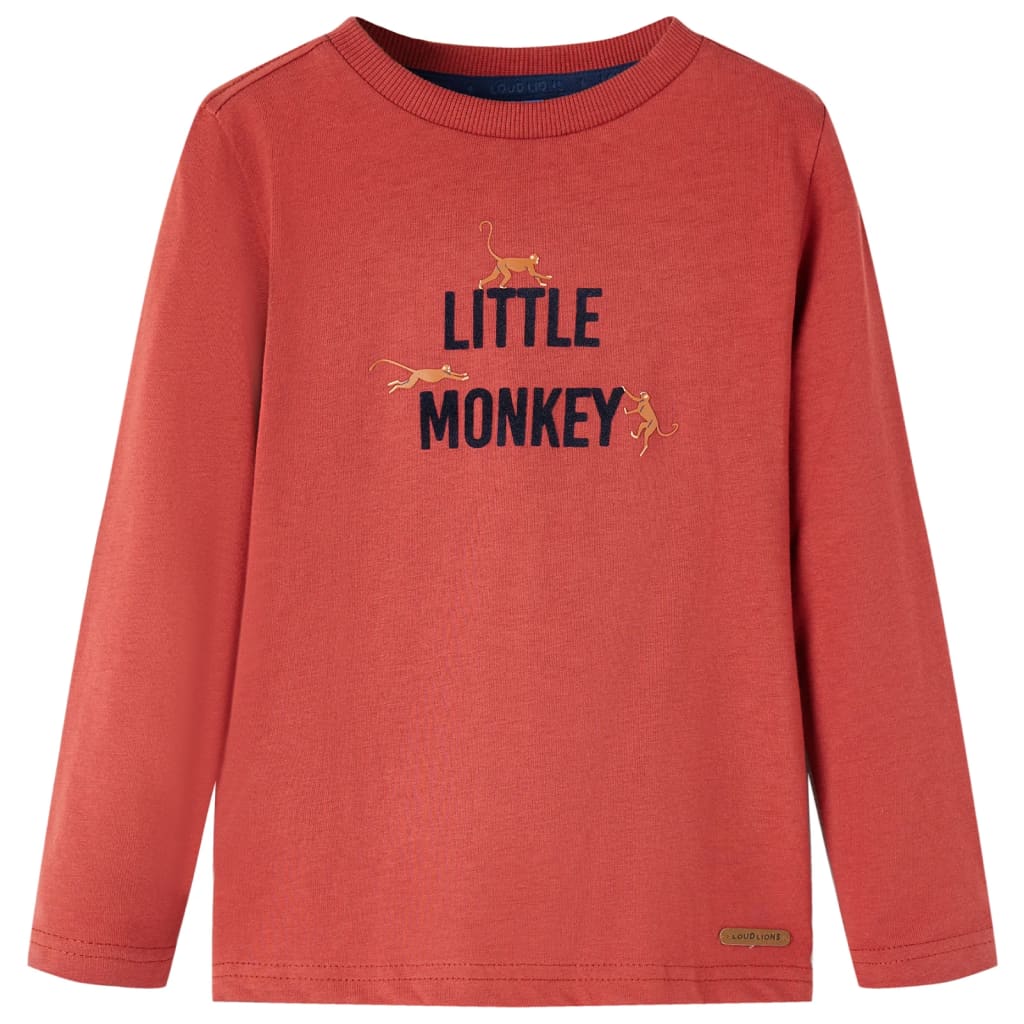 Kindershirt met lange mouwen 128 roodbruin
