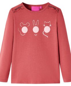 Kindershirt met lange mouwen 128 rozebruin