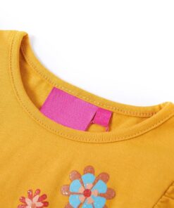 Kindershirt met lange mouwen 140 donker donkerokerkleurig