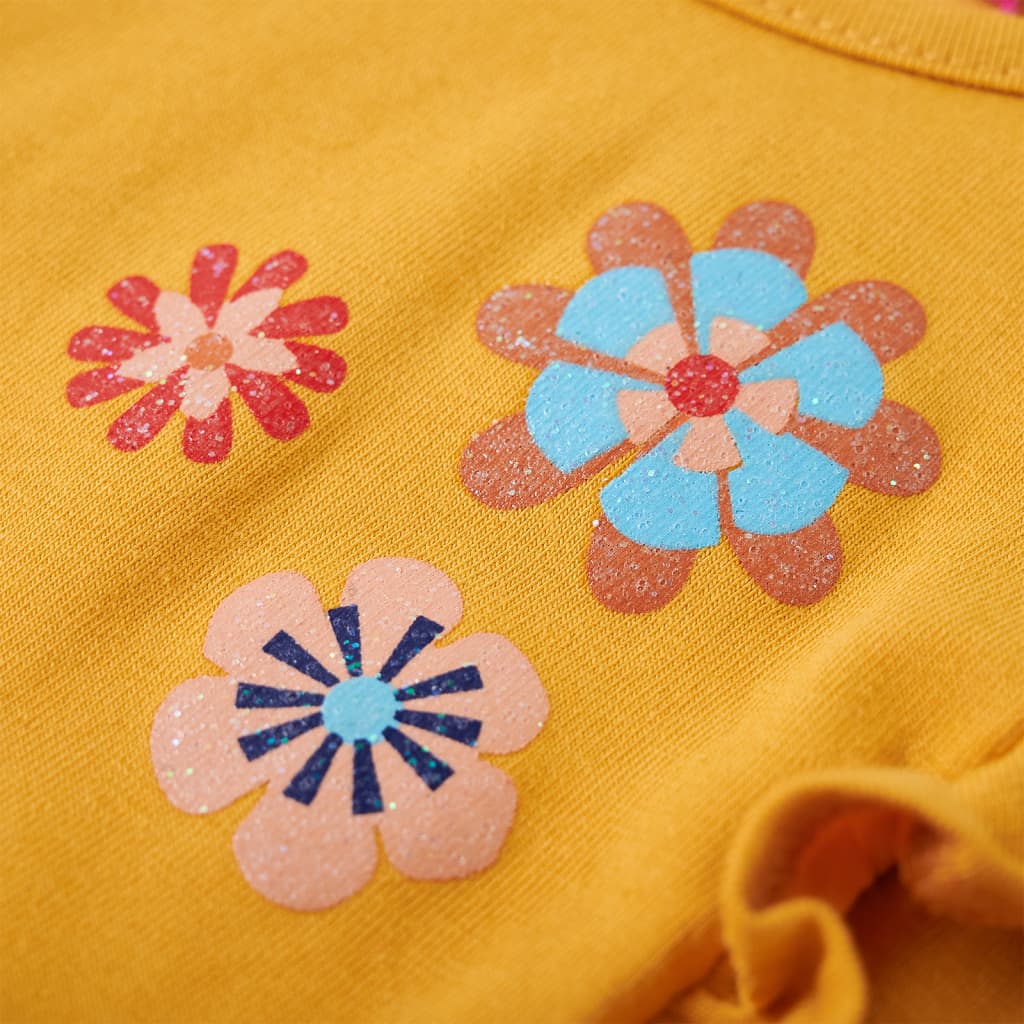 Kindershirt met lange mouwen 140 donker donkerokerkleurig