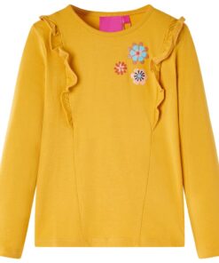 Kindershirt met lange mouwen 140 donker donkerokerkleurig