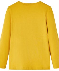 Kindershirt met lange mouwen 140 donker okerkleurig