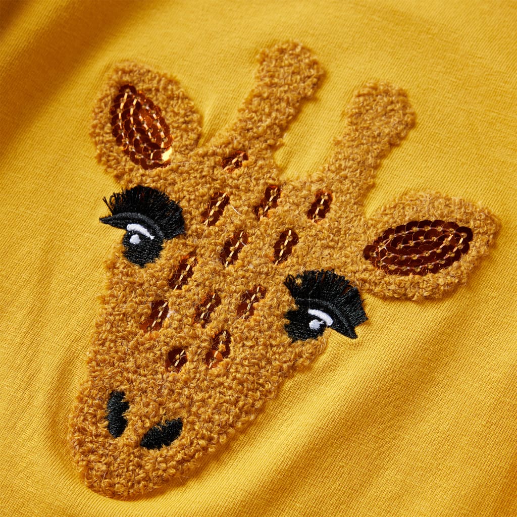 Kindershirt met lange mouwen 140 donker okerkleurig - Image 4