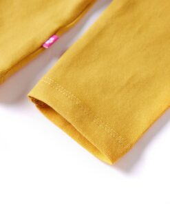 Kindershirt met lange mouwen 140 donker okerkleurig