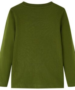 Kindershirt met lange mouwen 140 donkerkakikleurig