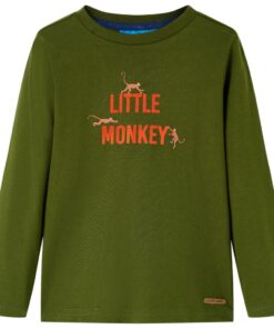 Kindershirt met lange mouwen 140 donkerkakikleurig