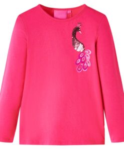 Kindershirt met lange mouwen 140 felroze