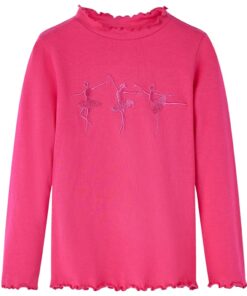 Kindershirt met lange mouwen 140 felroze