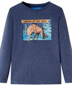 Kindershirt met lange mouwen 140 gemêleerd donkerblauw