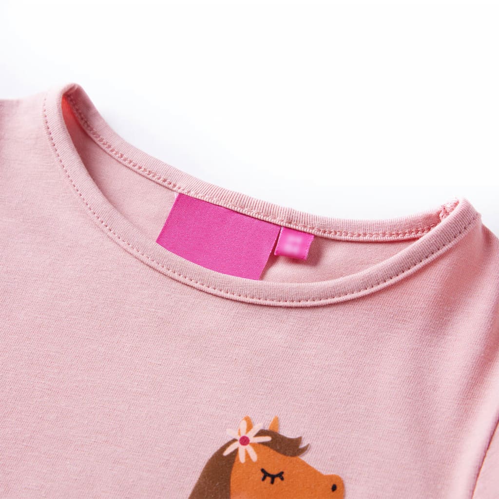 Kindershirt met lange mouwen 140 lichtroze