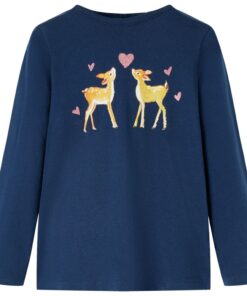 Kindershirt met lange mouwen 140 marineblauw