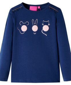 Kindershirt met lange mouwen 140 marineblauw