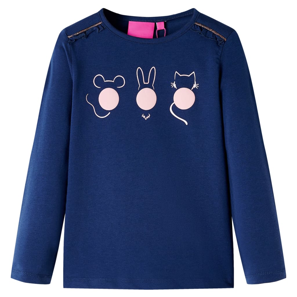 Kindershirt met lange mouwen 140 marineblauw