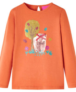 Kindershirt met lange mouwen 140 oranjebruin