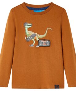 Kindershirt met lange mouwen 92 cognackleurig