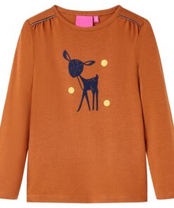 Kindershirt met lange mouwen 92 cognackleurig