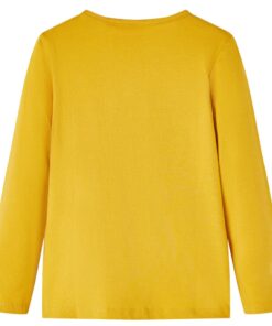 Kindershirt met lange mouwen 92 donker okerkleurig