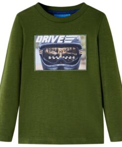 Kindershirt met lange mouwen 92 donkerkakikleurig