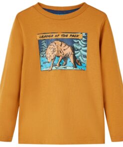 Kindershirt met lange mouwen 92 donkerokerkleurig