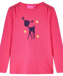 Kindershirt met lange mouwen 92 felroze