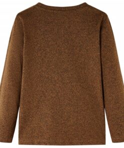 Kindershirt met lange mouwen 92 gemêleerd cognackleur