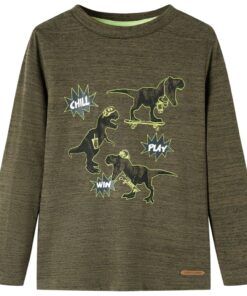 Kindershirt met lange mouwen 92 gemêleerd kakikleurig