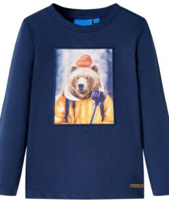 Kindershirt met lange mouwen 92 gemêleerd marineblauw