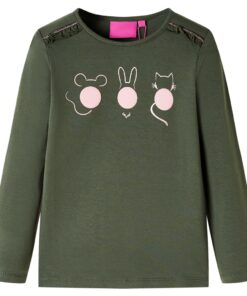 Kindershirt met lange mouwen 92 kakikleurig
