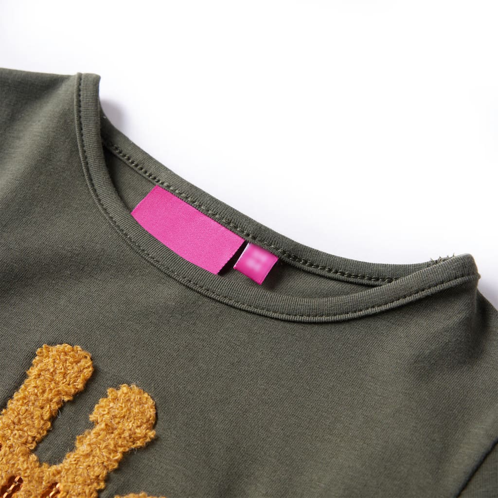 Kindershirt met lange mouwen 92 kakikleurig - Image 3