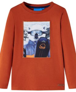 Kindershirt met lange mouwen 92 lichtroestkleurig