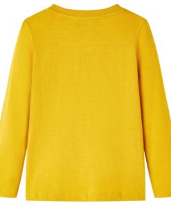 Kindershirt met lange mouwen 92 okerkleurig