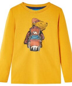 Kindershirt met lange mouwen 92 okerkleurig