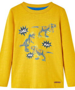 Kindershirt met lange mouwen 92 okerkleurig