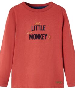 Kindershirt met lange mouwen 92 roodbruin