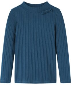 Kindershirt met lange mouwen geribd 104 marineblauw