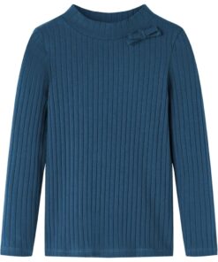 Kindershirt met lange mouwen geribd 116 marineblauw