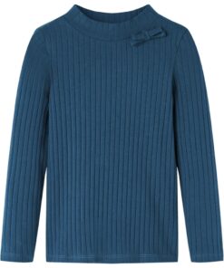 Kindershirt met lange mouwen geribd 92 marineblauw