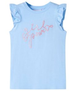 Kindershirt met ruches aan de mouwen 104 lichtblauw