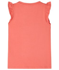 Kindershirt met ruches aan de mouwen 116 koraalkleurig