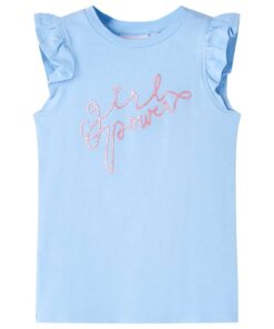 Kindershirt met ruches aan de mouwen 116 lichtblauw