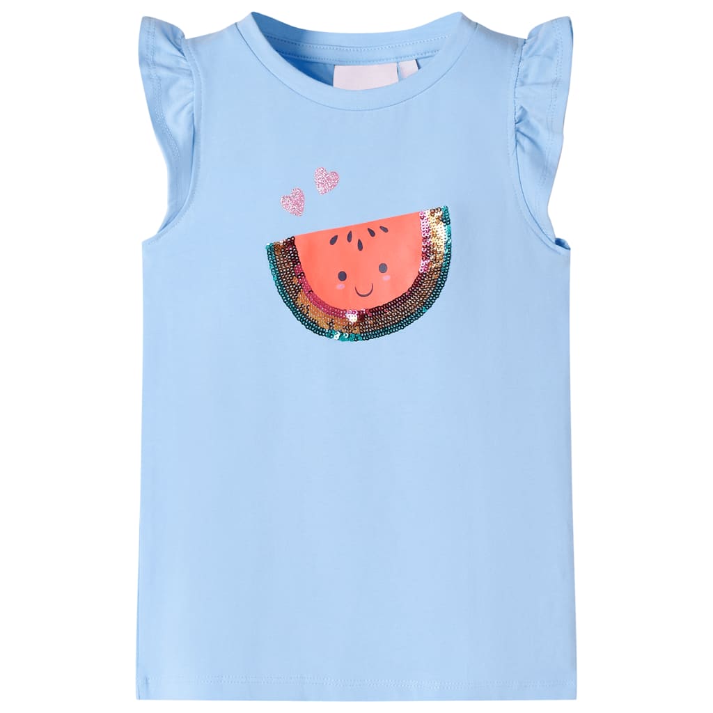 Kindershirt met ruches aan de mouwen 116 lichtblauw