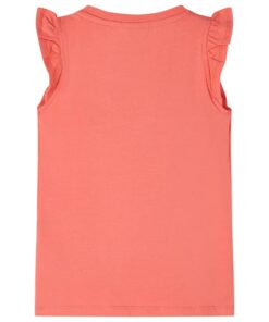 Kindershirt met ruches aan de mouwen 128 koraalkleurig