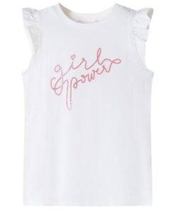 Kindershirt met ruches aan de mouwen 140 ecru