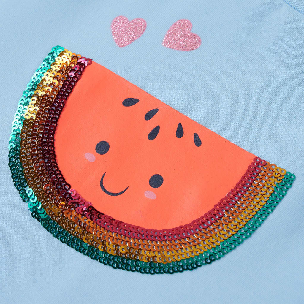 Kindershirt met ruches aan de mouwen 140 lichtblauw - Image 4