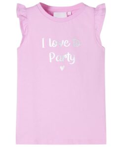 Kindershirt met ruches aan de mouwen 140 lila