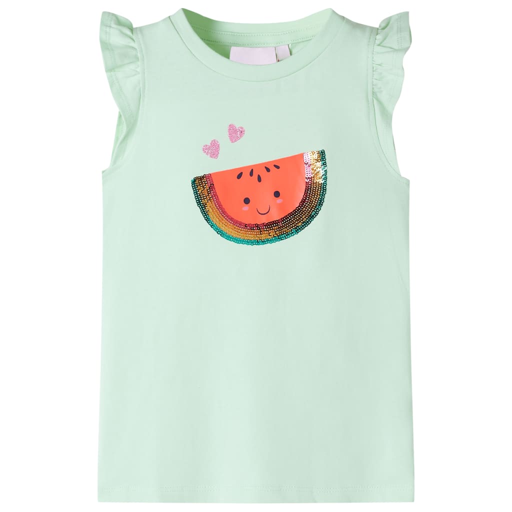 Kindershirt met ruches aan de mouwen 140 zachtgroen